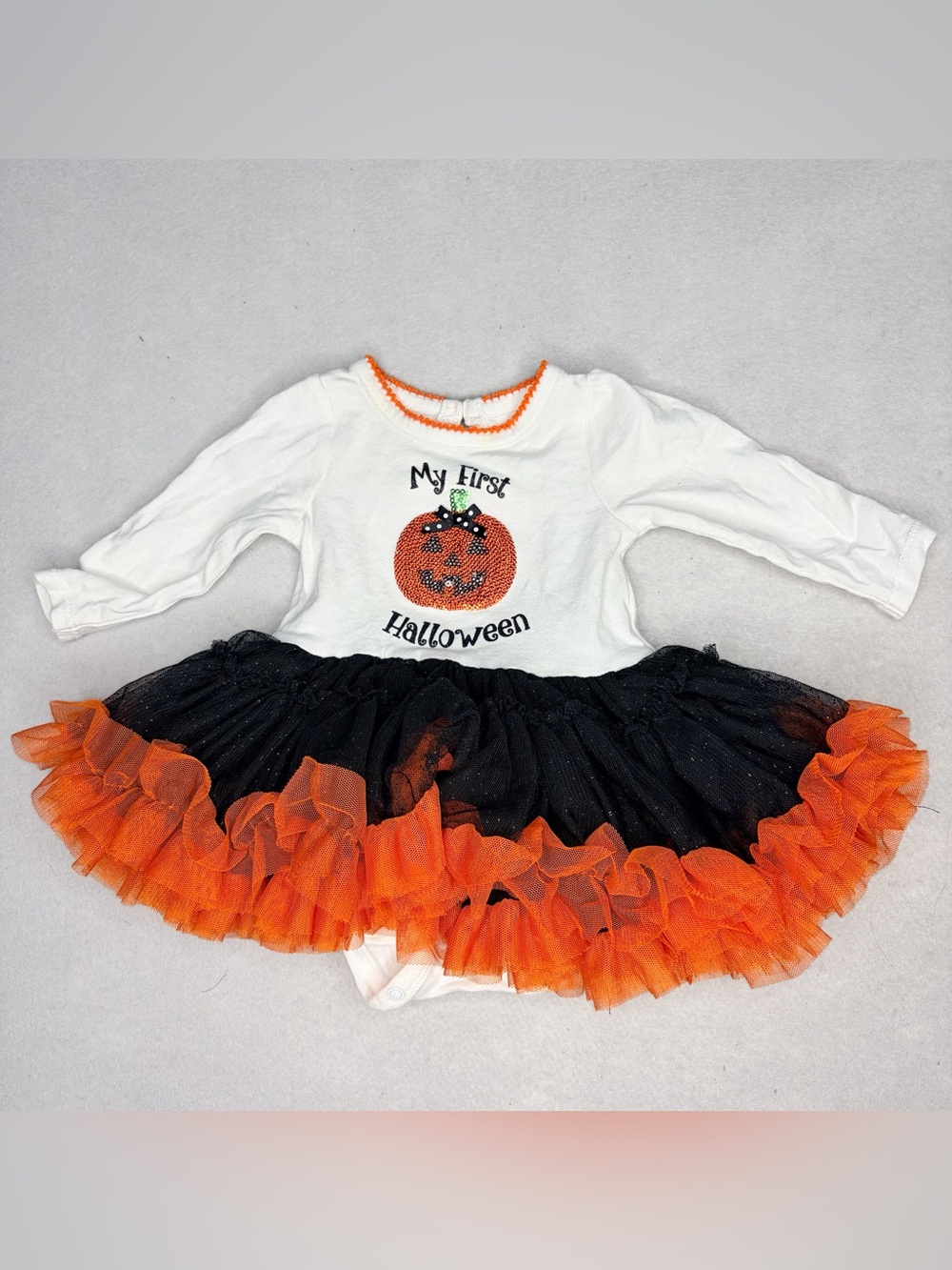 Koala Kids My First Halloween Tutu Skirt Bodysuit Dress Long Sleeves 0-3 Months